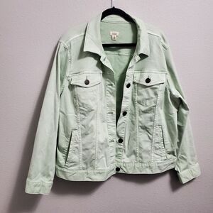 a.n.a Mint Green Denim Jacket Plus Size 1X Soft Stretch Spring Pastel